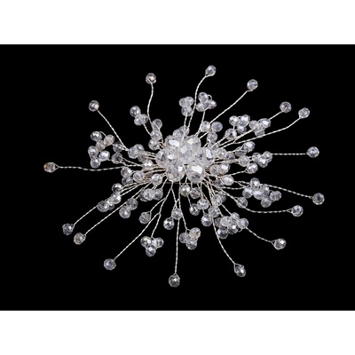 Stoklasa brož se skleněnými broušenými korálky Hand made 1 crystal stříbrná