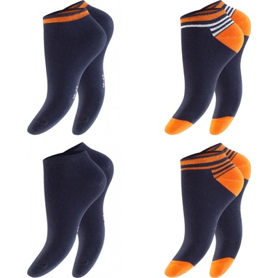 Footstar pánske 4 páry členkových ponožiek z bavlny Modro Oranžové Oranžová