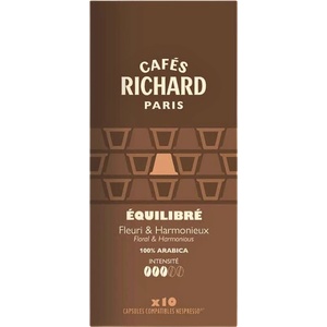 Cafés Richard Кафе капсули Cafes Richard Equilibre Balance съвместими с Nespresso, 10 капсули