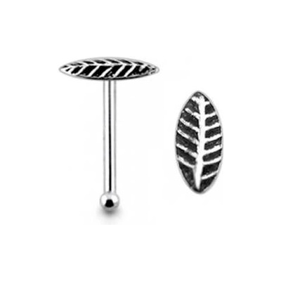 Šperky4U stříbrný piercing do nosu lístek N01174