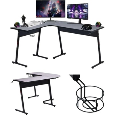 Pepita Xtreme Gamer ъглово бюро 112x147см - черно-сиво (SG-013)