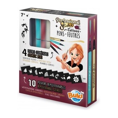 Buki France Творчески комплект, Buki France, Химикалки за рисуване на татуировки с шаблони, Златни