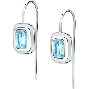 Trussardi Oceľové náušnice s modrým zirkónom T-Design TJAXA27