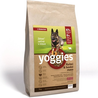 Yoggies Kuřecí & hovězí maso lisované za studena s probiotiky 5 kg