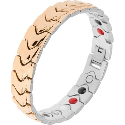 Šperky eshop magnetický ocelový zlaté barvy lesklé články V se srdíčkem SP27.08