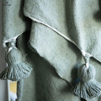 My Soul Depot Одеяло Мароко с пискюли / светлозелено (ber046)