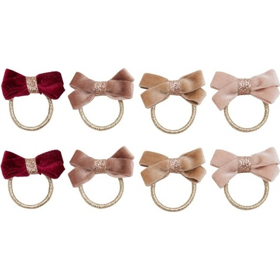 MIMI & LULA Gumičky do vlasů Glitter Velvet Bow mini – set 8 ks, multi barva, textil