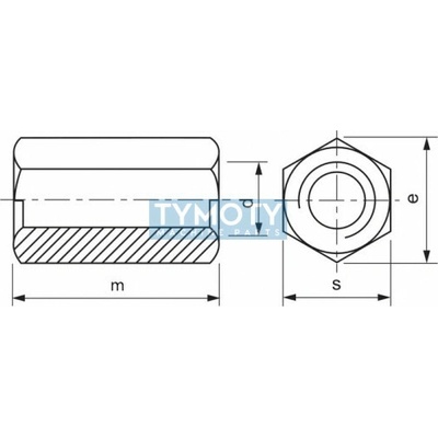 Matica predlžovacia 3d DIN 6334 M10x30 nerez A4