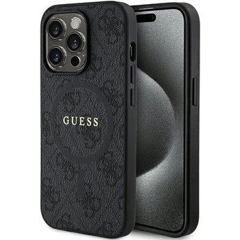 GUESS Кейс Guess 4G Collection Leather Metal Logo MagSafe за iPhone 14 Pro Max, черен