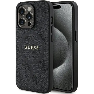 GUESS Кейс Guess 4G Collection Leather Metal Logo MagSafe за iPhone 14 Pro Max, черен