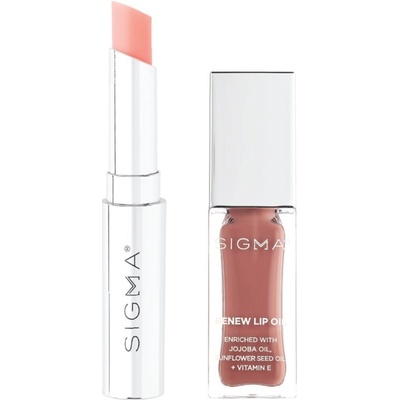 Sigma Beauty Snow Kissed Hydrating Lip Duo Renew Lip Oil Tint olej na pery dodávajúci hydratáciu a lesk 5,2 g + Moisturizing Lip Balm Dewy balzam na pery 1,68 g darčeková sada
