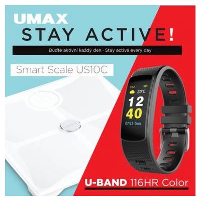 UMAX Stay Active! / múdra osobná váha UMAX Smart Scale US10C + Chytrý náramok U-Band 116HR (UB604)