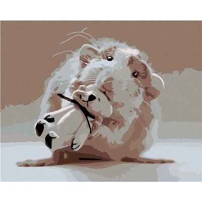 zuty Malování podle čísel Myška s bílým medvídkem 100 x 80 cm bez rámu a bez vypnutí plátna
