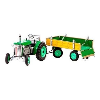 Kovap Traktor s prívesom na kľúčik zelený