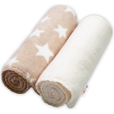 Baby Nellys Dětská Coral deka Dual pack Hvězdička ecru