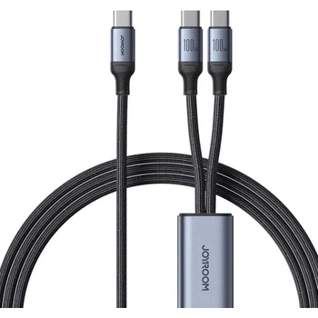 JOYROOM Кабел Joyroom SA21-1T2 Speedy, USB-C към 2x USB-C, 100W, 1.5m, черен (SA21-1T2 C-2C 1.5m)