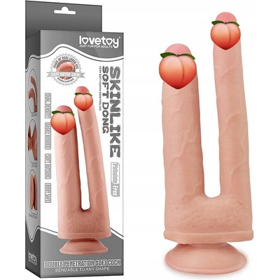 Lovetoy Oboustranné dildo 25 cm v tělové barvě