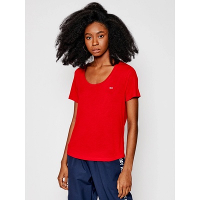 Tommy Jeans dámske tričko REGULAR SCOOP NECK TEE červené