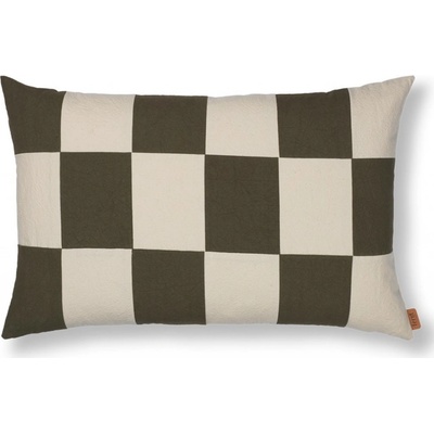 ferm LIVING Bavlnený Fold Patchwork Dark Olive/Undyed 60 x 40 cm