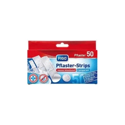 Figo Plaster-Strips transparentné vodeodolné náplaste 4 veľkosti 50 ks