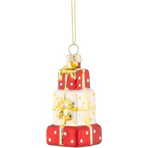 Sass & Belle Стъклена Коледна украса 4 cm Stack of Presents - Sass & Belle (JOCXM005)