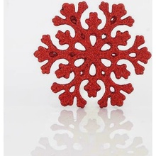 Eurolamp Vianočné ozdoby Plastové červené snehové vločky 11 cm SET 5 ks