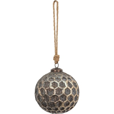 Clayre & Eef Měděná antik skleněná ozdoba Hexagon Copper L Ø 12*12 cm