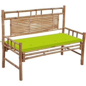 vidaXL Градинска пейка с възглавница, 120 см, бамбук (3063887)