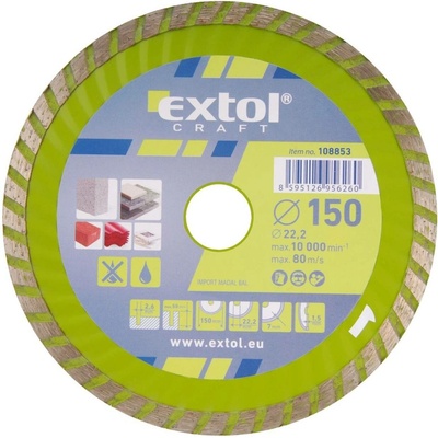 EXTOL CRAFT kotouč diamantový řezný, turbo - suché i mokré řezání, 150x22,2mm, 108853
