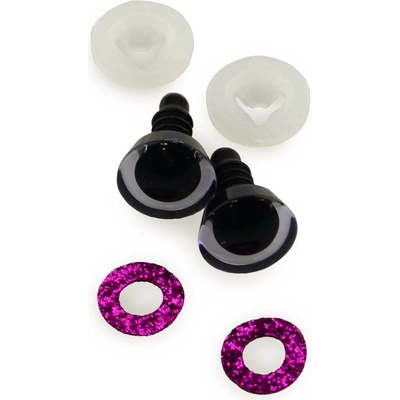 Pro Háčkování Oči bezpečnostní třpytivé tmavě růžové, 14 mm