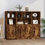 vidaXL Високи шкафове, 3 бр, опушен дъб, инженерно дърво (3185308)