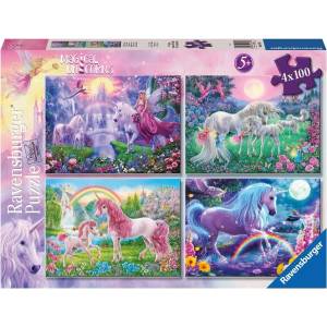 Ravensburger Пъзел Ravensburger от 4 x 100 части - Магически еднорози (5654) - baby