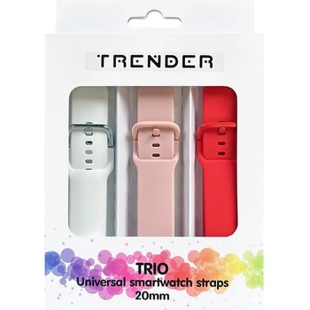 Trender Каишки Trender - Trio Bundle Sport, 20 mm, 3 броя, бяла/розова/червена (TR-TRIO6)