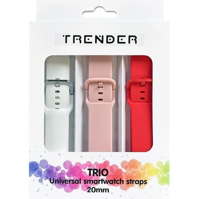 Trender Каишки Trender - Trio Bundle Sport, 20 mm, 3 броя, бяла/розова/червена (TR-TRIO6)