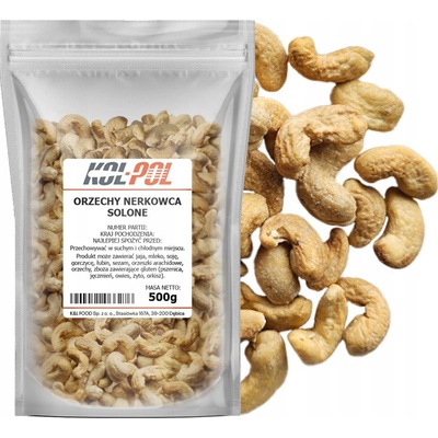 Kol-Pol KEŠU ORECHY CELÉ SOLENÉ Pražené kešu naturalnej kvality 500 g