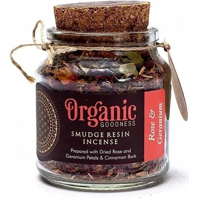 Organic Vykuřovací květinová směs z Indie s kadidlem růží a pelargónií ve sklenici 25 g