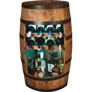 Creative Cooper Drevená vinotéka s RGB LED svetlami, sud, výška 80 cm, wenge