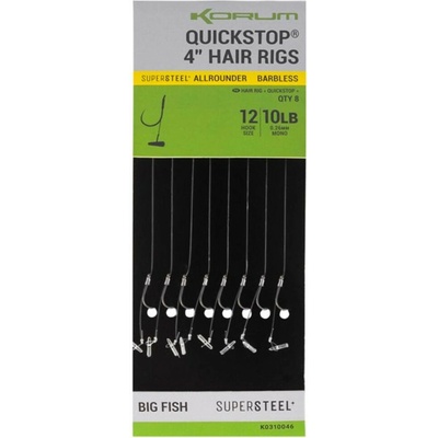 Korum Hotové Náväzce Big Fish Quickstop Hair Rigs Barbed 10cm veľ.10 0,28mm 8ks