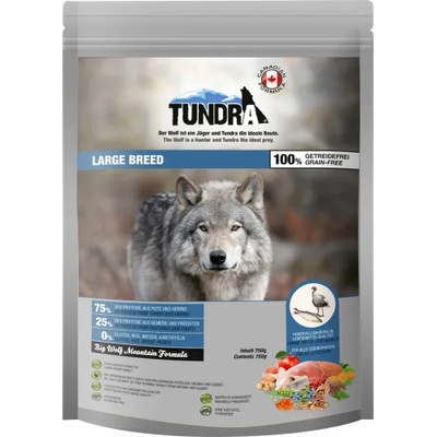 TUNDRA LARGE BREED Adult - висококачествена храна за пораснали кучета от едри породи, БЕЗ ЗЪРНО, с Пуйка и херинга, 750 гр, Германия - 16164