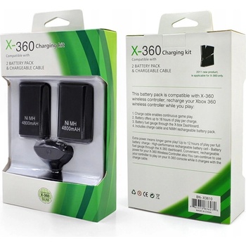 APT KX7A 2x XBOX 360 Baterie USB kabel, černá