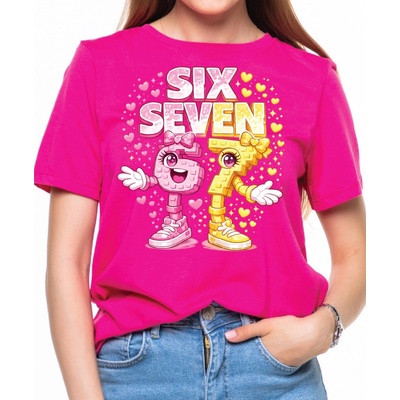 Fajntričko Kids tričko Růžové Steal a Brainrot Six Seven 67