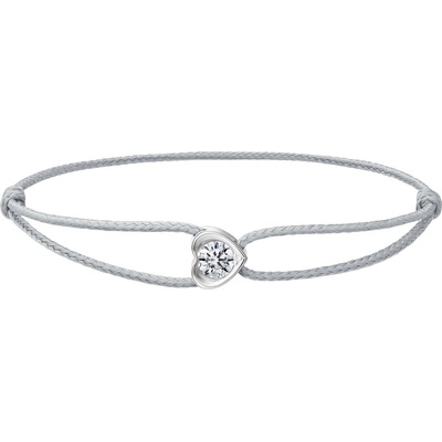 Tiami provázkový náramek Pure Love z bílého zlata s diamantem světle šedý BPVW22307