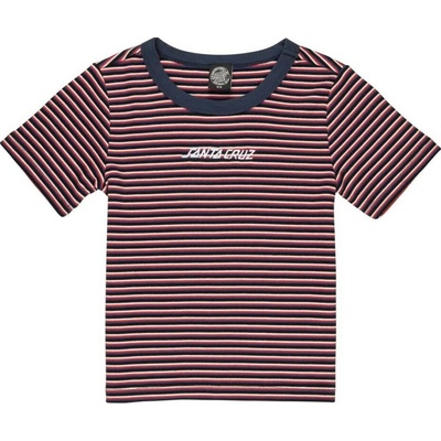 SANTA CRUZ tričko Strip Logo Emb T-Shirt Black Stripe BLACK STRIPE