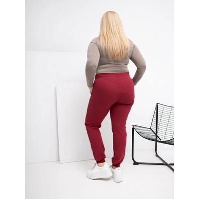Bordové tepláky Plus Size bílá šedá tmavě červená RELEVANCE