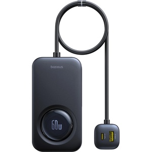 Baseus - Зарядно за кола PrimeTrip VW1 (C00069000121-00) - 3x USB, 3x Type-C, 105W, Бързо зареждане, 60W Прибиращ се кабел - Черен