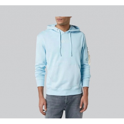 Alpha Industries Organic EMB Hoody pánska mikina Sky Blue