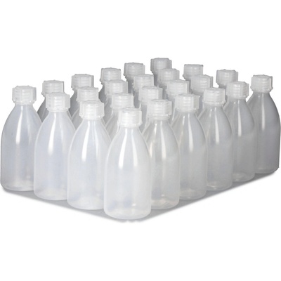 Lahve s úzkým hrdlem z LDPE, se šroubovacím uzávěrem, 100 ml, 24 kusů