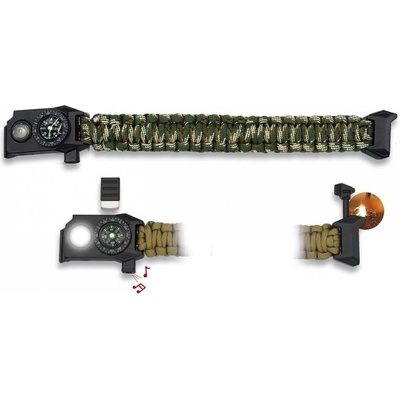 Albainox paracord s kompasem píšťalkou a svítilnou CAMO – Hledejceny.cz