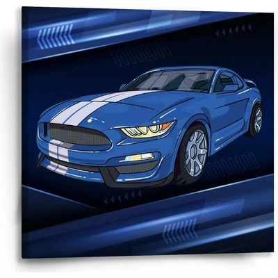 Sablio Obraz Mustang Modré pozadí s pruhy - 50x50 cm