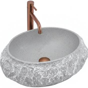 Rea REA-U0633 - Умивалник за плот MIKA GABRO 38x50 cm сив/имитация на камък (RE0229)